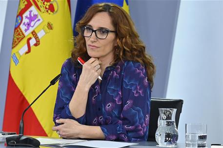 11/03/2025. Rueda de prensa tras el Consejo de Ministros: Pilar Alegría, Mónica García y Óscar López. La ministra de Sanidad, Mónica García,...